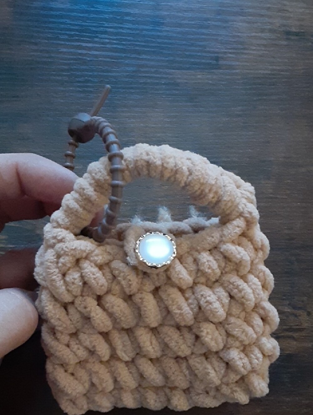 Crochet Beige And Brown Lion Bag Charm - Picture 2 of 6